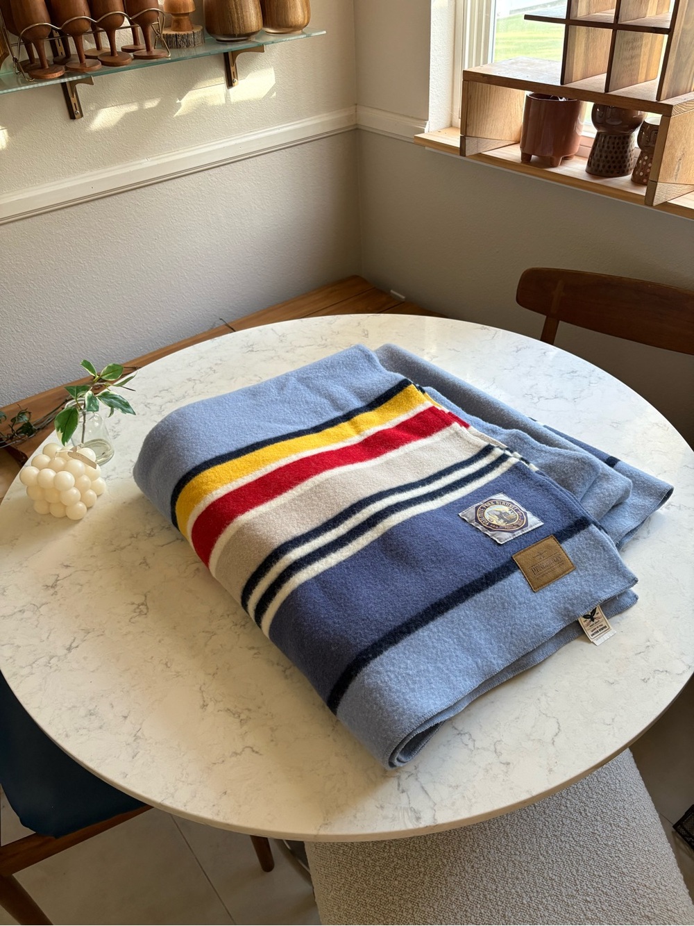Pendleton Yosemite National Park Blanket Wool Blue & Red Striped